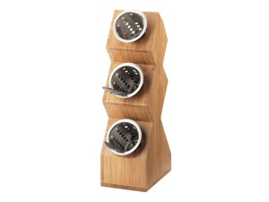 Bamboo 3-Cylinder Vertical Flatware / Condiment Display