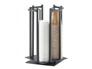 One By One Black 4-Section Revolving Cup and Lid Organizer
