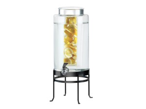 Soho 3 Gallon Black Glass Beverage Dispenser with Infusion Chamber
