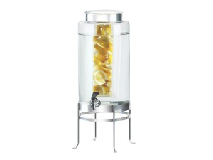 Soho 3 Gallon Silver Glass Beverage Dispenser with Infusion Chamber