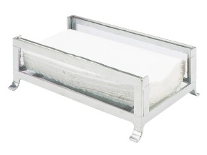 Soho Silver Napkin Holder with Frosted Glass Sides - 9 1/2" x 6 1/4" x 3 1/2"
