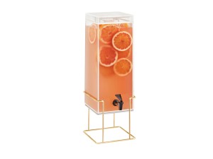 Mid-Century 3 Gallon Square Beverage Dispenser with Ice Chamber - Brass