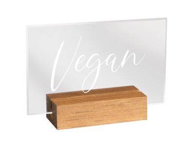 Madera / Clear Acrylic "Vegan" Sign - 5 3/4" x 1 1/2" x 2 1/2"