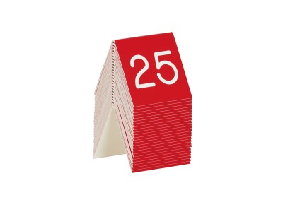 Number Tent 3 X 3 Red with White Writing 1-25