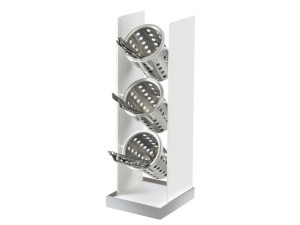 Luxe White Metal 3-Cylinder Vertical Flatware / Condiment Display