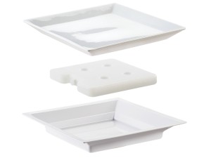 Cold Concept Square Porcelain Plate with Liner and Cold Pack - 12" x 12" x 2"