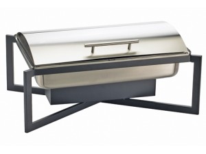 One by One Full-Size Black Roll Top Chafer