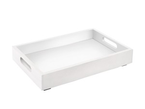 White ABS 15" x 12" x 2 3/4" Room Service Tray with Handles