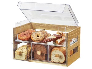 Madera Rustic Pine 2 Tier Bread Display Case - 20 1/8" x 12 3/4" x 13 1/8"