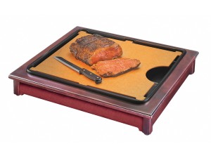 Westport Cut-Mate Carving Station Kit with Dark Wood Frame, Drip Tray, and Cutting Board