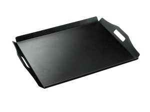 22 1/2" x 17" Black Room Service Tray with Raised Edges