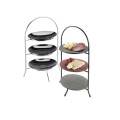 Iron Three Tier Chrome Bowl and Plate Display - 11 3/4