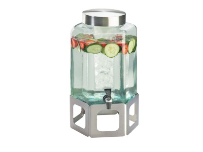 Stainless Steel Cutout Beverage Dispenser with Ice Chamber