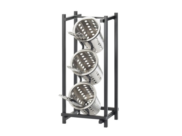 One By One Black 3-Cylinder Vertical Flatware / Condiment Display