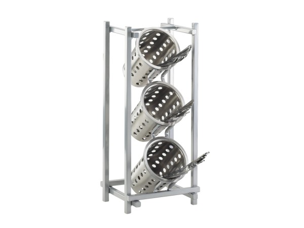 One By One Silver 3-Cylinder Vertical Flatware / Condiment Display