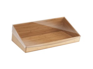 Bamboo Display Bin with Clear Lid - 20" x 12" x 7"