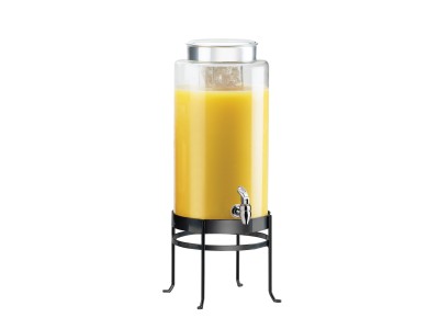 Soho 3 Gallon Black Glass Beverage Dispenser with Ice Chamber