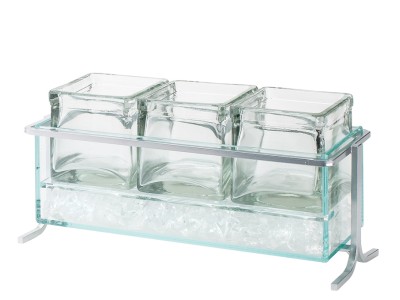 Silver Iron Iced Glass Jar Display - 5" Height