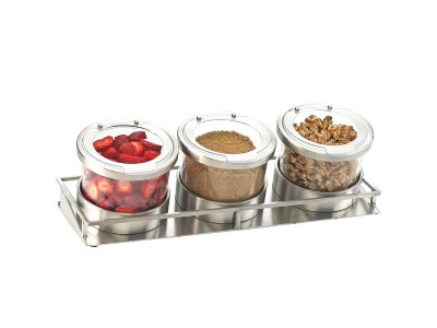 Stainless Steel 3 Jar Mixology Display - 16oz Jars With Hinged Lid