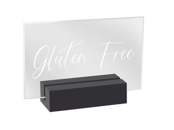 Black Wood / Clear Acrylic "Gluten Free" Sign - 5 3/4" x 1 1/2" x 2 1/2"