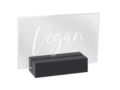 Black Wood / Clear Acrylic "Vegan" Sign - 5 3/4" x 1 1/2" x 2 1/2"