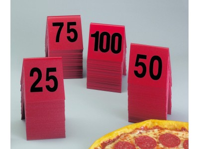 3" x 3" Red / Black Double-Sided Number Table Tents - 76 to 100