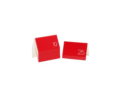 5" x 3" Red / White Double-Sided Number Table Tents - 1 to 25