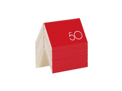 5" x 3" Red / White Double-Sided Number Table Tents - 26 to 50