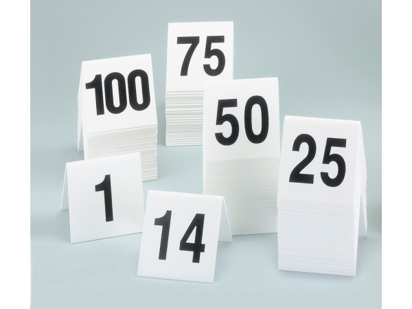 3" x 3" White  / Black Double-Sided Number Table Tents - 26 to 50