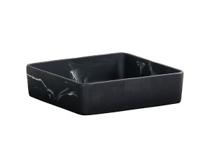 12" Square Bowl-Black Swirl