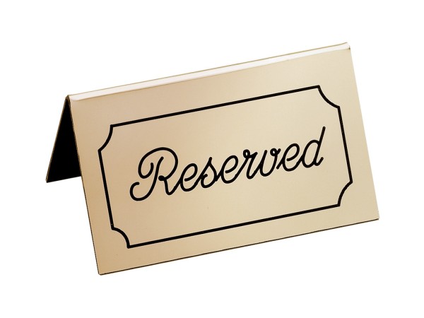 5" x 3" Gold/Black Double-Sided "Reserved" Tent Sign