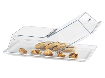Clear Standard Rectangular Bakery Tray Cover with Center Hinge - 12" x 20" x 4"