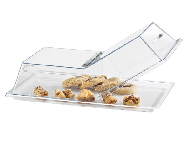 Clear Standard Rectangular Bakery Tray Cover with Center Hinge - 12" x 20" x 4"