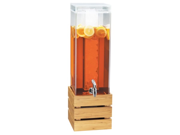 Bamboo 3 Gallon Acrylic Crate Beverage Dispenser with Ice Chamber - 8" x 8" x 25 1/2"