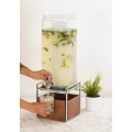 Mid-Century 3 Gallon Square Beverage Dispenser with Walnut and Chrome Base and Ice Chamber