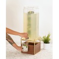 Mid-Century 3 Gallon Square Beverage Dispenser with Walnut and Brass Base and Infusion Chamber