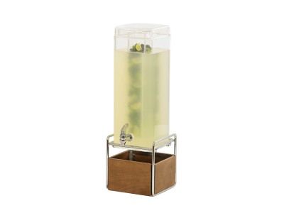 Mid-Century 3 Gallon Square Beverage Dispenser with Walnut and Chrome Base and Infusion Chamber