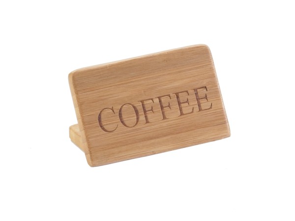 3" x 2" Bamboo "Coffee" Beverage Sign