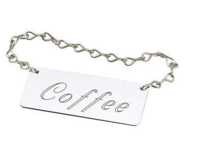 Silver "Coffee" Urn Chain Sign