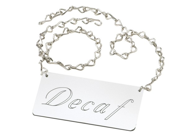 Silver "Decaf" Urn Chain Sign