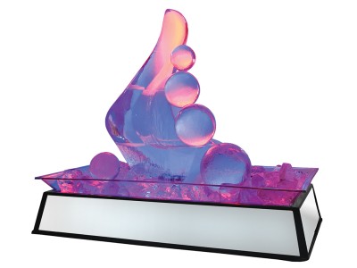 Large Mirror Ice Carving Pedestal with LED Feature