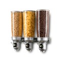 Platinum Wall Mount Free Flow 5 Liter Triple Canister Cereal Dispenser