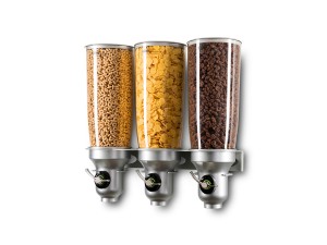 Platinum Wall Mount Free Flow 5 Liter Triple Canister Cereal Dispenser